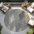 8' Pewter Gray And Gold Round Argyle Washable Indoor Outdoor Area Rug