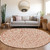 8' Coral And Ivory Round Damask Washable Indoor Outdoor Area Rug