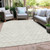 9' X 12' Ivory And Beige Geometric Washable Indoor Outdoor Area Rug - Ivory, Beige