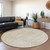 8' Beige And Brown Round Abstract Washable Indoor Outdoor Area Rug