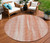8' Orange And Salmon Round Botanical Leaves Washable Indoor Outdoor Area Rug