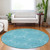 8' Aqua And Ivory Round Geometric Washable Indoor Outdoor Area Rug Transitional Style - Aqua, Ivory Color