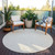 8' Ivory And Beige Round Chevron Washable Indoor Outdoor Area Rug