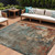 8' X 10' Pale Aqua Copper And Beige Abstract Washable Indoor Outdoor Area Rug