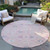 8' Pink Purple And Gray Round Oriental Washable Indoor Outdoor Area Rug