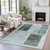 8' X 10' Teal Blue And Gray Geometric Washable Indoor Outdoor Area Rug - Teal Blue, Gray