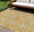 8' X 10' Gold And Ivory Geometric Washable Indoor Outdoor Area Rug Contemporary Style - Gold, Ivory Color