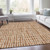 9' X 12' Orange Beige And Copper Striped Washable Indoor Outdoor Area Rug