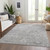 10' X 14' Gray And Silver Damask Washable Indoor Outdoor Area Rug