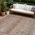 8' X 10' Copper Tan And Beige Floral Washable Indoor Outdoor Area Rug