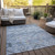 9' X 12' Sky Blue And Denim Blue Floral Washable Indoor Outdoor Area Rug - Sky Blue, Denim Blue