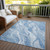 10' X 14' Denim Blue And Sky Blue Abstract Washable Indoor Outdoor Area Rug Transitional Style - Denim Blue, Sky Blue Color