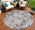 8' Blush And Mauve Round Floral Washable Indoor Outdoor Area Rug