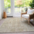 9' X 12' Beige Tan And Ivory Oriental Washable Indoor Outdoor Area Rug