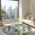 8' Green And Fern Green Round Geometric Washable Indoor Outdoor Area Rug