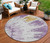 8' Purple And Lavender Round Abstract Washable Indoor Outdoor Area Rug - Purple, Lavender