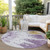 8' Purple And Lavender Round Abstract Washable Indoor Outdoor Area Rug - Purple, Lavender