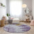 8' Purple And Lavender Round Abstract Washable Indoor Outdoor Area Rug - Purple, Lavender