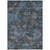 9' X 12' Teal Blue And Charcoal Floral Washable Indoor Outdoor Area Rug