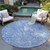 8' Sky Blue And Navy Blue Round Abstract Washable Indoor Outdoor Area Rug - Sky Blue, Navy Blue