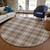 8' Brown Beige And Gold Round Plaid Washable Indoor Outdoor Area Rug