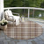 8' Brown Beige And Gold Round Plaid Washable Indoor Outdoor Area Rug