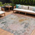 10' X 14' Pink Charcoal And Copper Abstract Washable Indoor Outdoor Area Rug
