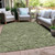 10' X 14' Olive Green And Light Green Floral Washable Indoor Outdoor Area Rug