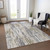 9' X 12' Beige And Gray Striped Washable Indoor Outdoor Area Rug
