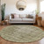 8' Olive Green Round Oriental Washable Indoor Outdoor Area Rug