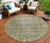 8' Olive Green Round Oriental Washable Indoor Outdoor Area Rug