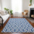 8' X 10' Blue And Ivory Geometric Washable Indoor Outdoor Area Rug