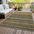 10' X 14' Gold Beige And Wheat Striped Washable Indoor Outdoor Area Rug
