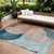 10' X 14' Rust Beige And Teal Blue Geometric Washable Indoor Outdoor Area Rug