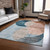 10' X 14' Rust Beige And Teal Blue Geometric Washable Indoor Outdoor Area Rug