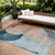 10' X 14' Rust Beige And Teal Blue Geometric Washable Indoor Outdoor Area Rug