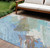 9' X 12' Sky Blue And Teal Blue Abstract Washable Indoor Outdoor Area Rug