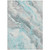 9' X 12' Teal Blue And Silver Abstract Washable Indoor Outdoor Area Rug