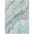 9' X 12' Teal Blue And Silver Abstract Washable Indoor Outdoor Area Rug