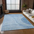 10' X 14' Denim Blue And Sky Blue Striped Washable Indoor Outdoor Area Rug