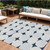 8' X 10' Navy Blue Gray And Ivory Abstract Washable Indoor Outdoor Area Rug