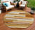 8' Orange Copper And Taupe Round Striped Washable Indoor Outdoor Area Rug