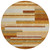 8' Orange Copper And Taupe Round Striped Washable Indoor Outdoor Area Rug