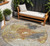 8' Taupe Black And Copper Round Abstract Washable Indoor Outdoor Area Rug