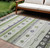 9' X 12' Artichoke Green Purple And Ivory Striped Washable Indoor Outdoor Area Rug