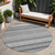 8' Round Gray Round Striped Washable Non Skid Indoor Outdoor Area Rug - Gray