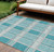 8' X 10' Teal Blue Gray And Ivory Plaid Washable Indoor Outdoor Area Rug