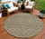 8' Brown And Beige Round Geometric Washable Indoor Outdoor Area Rug Transitional Style - Brown, Beige Color