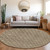 8' Brown And Beige Round Geometric Washable Indoor Outdoor Area Rug Transitional Style - Brown, Beige Color