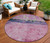 8' Blush And Mint Green Round Abstract Washable Indoor Outdoor Area Rug